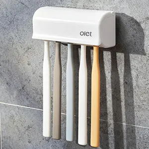 Dispenser Wall Mounted 5  Holder with Automatic  Squeezer Dispenser Anti-dust  Holder Bathroom Accessories for  (White 1Pack)