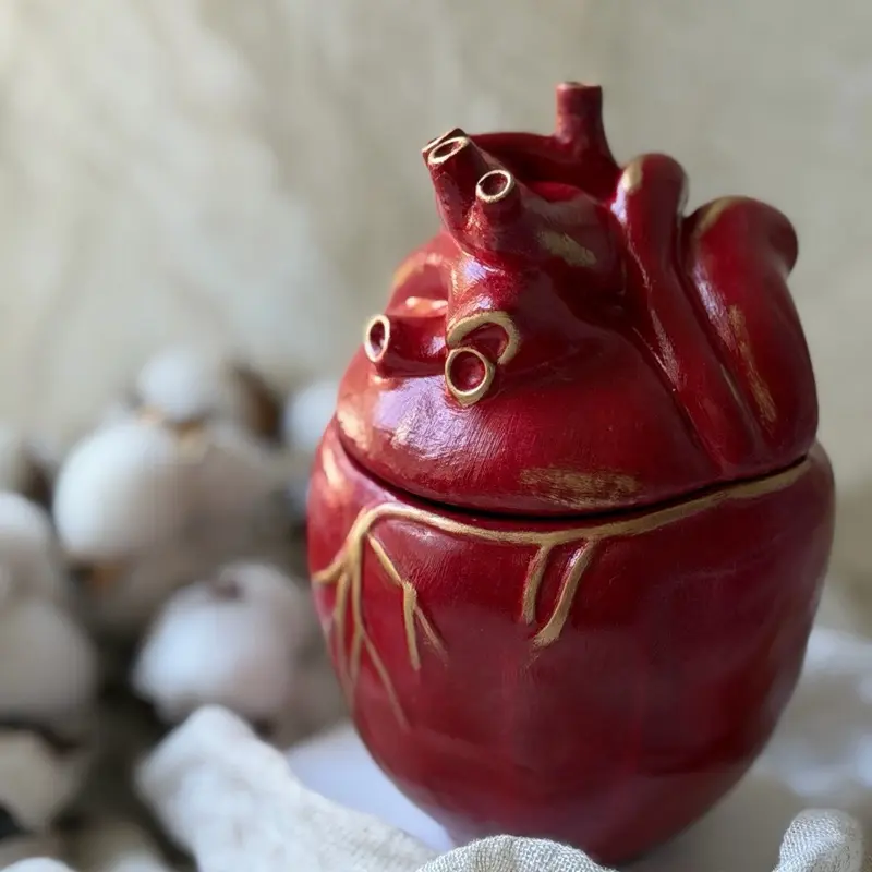 Anatomical Heart Soy Wax Candle with Lid, Gothic Home Decor Ornaments, Unique Gift for Home Decoration