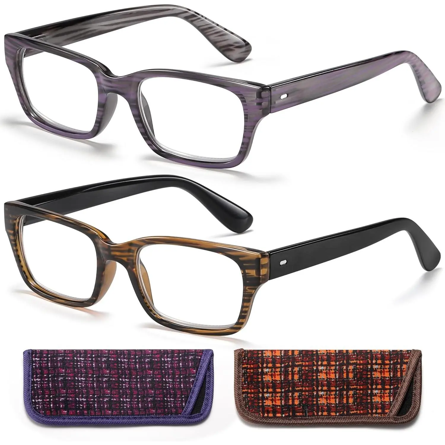 2 Pack High Magnification Reading Glasses for Women Stylish Spring Hinge Ultra Clear Power Readers