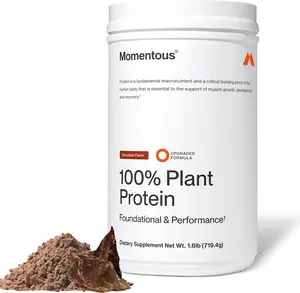 Momentous Vegan Protein Powder - 20g Plant-Based Fitness Powder, NSF Certified for Sport, Gluten-Free, Non-GMO, 22 Servings, Chocolate, Stimulant-Free & Non-Stimulant Protein Supplements for Muscle Support