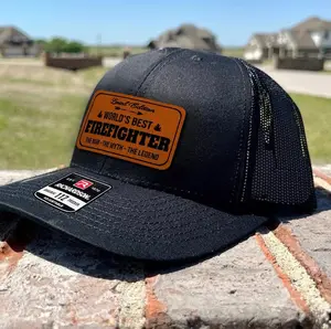 Firefighter Hat – The Man The Myth The Legend Leather Patch Cap, Custom Fireman Gift for Father’s Day or Birthday