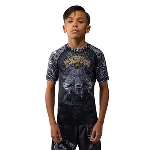 Venum Wolf Atak Kids Short Sleeve Rashguard - Black/Grey