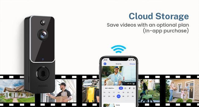 Wireless Video Doorbell Camera with Chime Ringer, Battery Powered, Smart AI Human Detection, 2.4G WiFi, 2-Way Audio, Night Vision, Cloud Storage, Easy Installation Home Security Door Bell