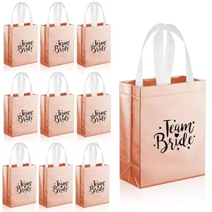 Letter & Bride Pattern Gift Bag, 10pcs/set Non-woven Fabric Gift Bag with Handle, Gift Wrapping Supplies for Wedding & Party & Graduation