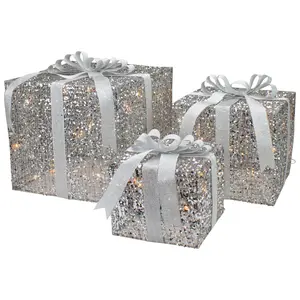 Northlight Set of 3 Silver Threaded Gift Boxes Decoration