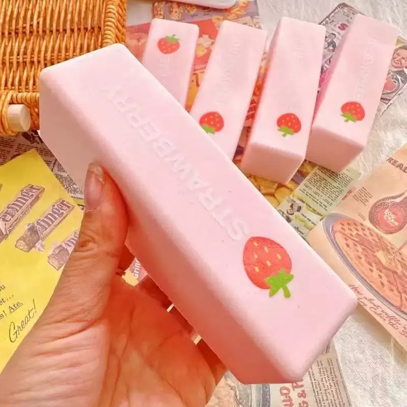 13cm Colorful Strawberry Slow-Rebound Butter Stick Squishy Toy, Stress-Relief Toy, Fidget Toy