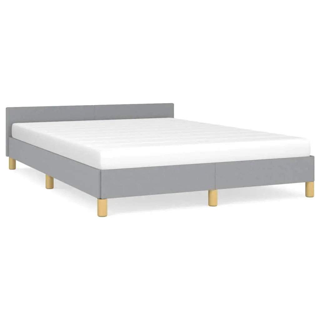 vidaXL Fabric Bed Frame Platform Bed, Scandinavian Style/Slats Support/No Box Spring Needed/Without Mattress/Easy Assembly, Light Gray Full Bed 347453