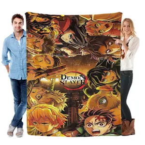 Demon Slayer Blanket - Heat Transfer Printed Full Panel, Convertible Bed Spread/Sofa Cover/Wall Art/Rug for Ultimate Fans