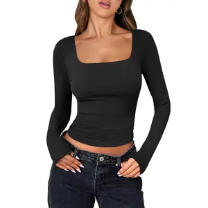ANRABESS Women Double Lined Long Sleeve Crop Tops Shirts Square Neck Tight Fitted Going Out T-Shirt Basic Tee Outfits 2025 ANRABESS Women Double Lined Long Sleeve Crop Tops Shirts Square Neck Tight Fitted Going Out T-Shirt Basic Tee Outfits 2025