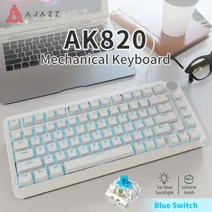 Ajazz AK820 75% Mechanical Gaming Keyboard /Wired connection/with Volume Knob, Gasket Mount Wired Custom Keyboard, South-Facing RGB Backlit, PBT Keycaps, Pre-lubed Linear Switches,Ideal for gaming and office work
