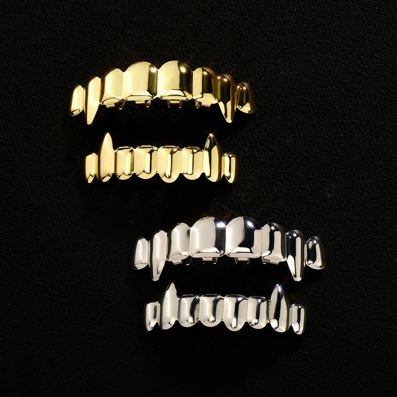 Vampire Fangs Glossy Teeth Grillz Hip Hop Top Bottom Mouth Tooth Caps For Women Men Jewelry Halloween Cosplay