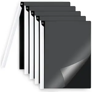 Report Covers with Swing Clip, Pack of 5, Clear Front Report Cover | Presentation Folders | Resume Folder, 30-Sheet Capacity, No Punch Needed (Black)