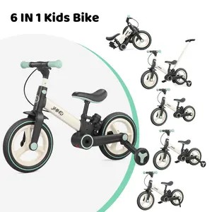 【ChristmasGifts】JMMD Multi-Functional 6-in-1 Toddler Bike for 18-60M Baby Balance Bike with Training Wheels, Pedals Push Handle Ride-On Toy with Brakes Kickstand | Durable First Birthday Gift for Boys & Girls Tricyc kids  Portable Folding Scooter Foldable