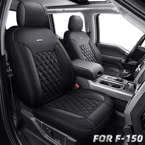 F150 Faux Leather Seat Covers, Custom fit 2015-2024 2025 Ford F150 SuperCrew, and 2017-2024 F250 F350 F450 Super Duty Crew Cab Car Seat Protectors Car Seat Cushion