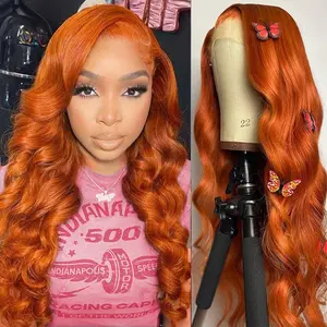 Ginger Wig Human Hair 13x6 Body Wave Lace Front Wigs Human Hair 350# Colored Wigs Human Hair Orange Wigs for Women 200% Density Ginger Orange Lace Front Wigs Pre Plucked With Natural Hairline
