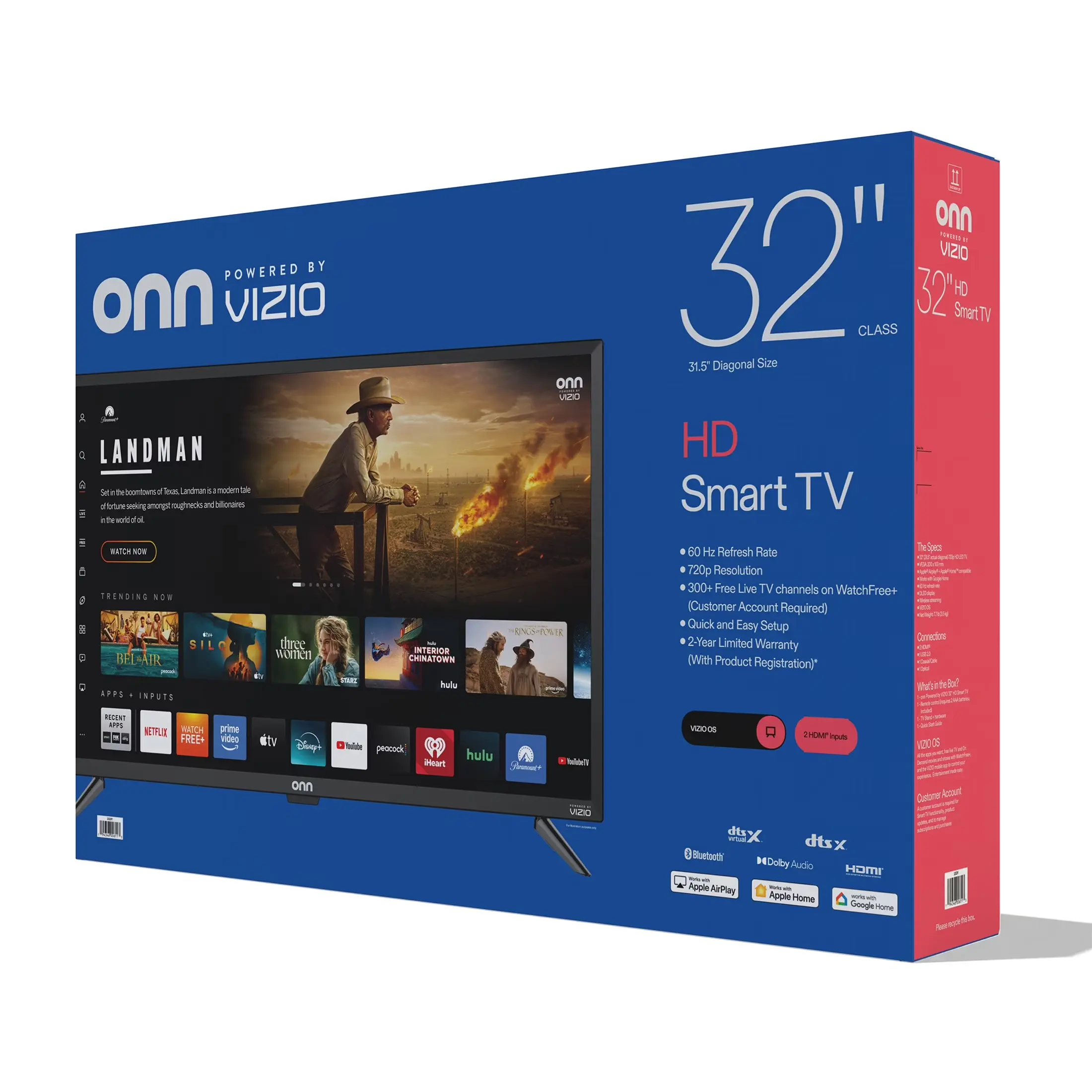 Powered by VIZIO 32" Class LED Smart TV, 720p HD, VIZIO OS, WatchFree+, DTS Audio, 60Hz Refresh Rate, Wi-Fi, Apple Home, Alexa & Google Home Compatible