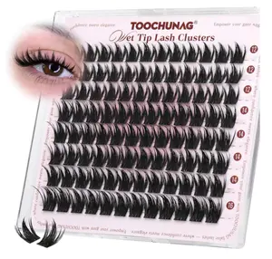 TOOCHUNAG Manga Lash Clusters 12-16MM Natural Eyelash Clusters D Curly Anime Individual Lashes Volume Cluster Eyelash Extensions Wispy False Lashes Clusters for Everyday Use