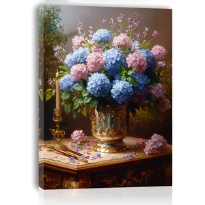 Colorful Hydrangea Bouquet Canvas Art - 11.8"x15.7" Wooden Frame Wall Decoration, Suitable for Living Room, Bedroom, Kitchen, and Office - Perfect Christmas Gift, Ideal Choice for Room Decoration