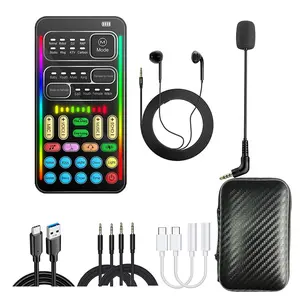 i9 Voice Changer Set Portable Handheld Microphone Voice Changer Compatible with Apple, Android, PS4/PS5/Xbox/PC