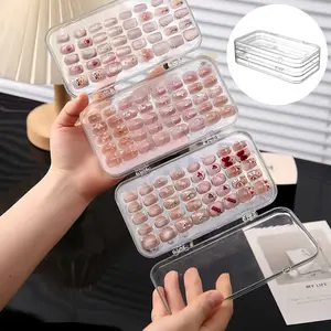 Portable Nail Salon Display Box, Three-Fold Transparent Dustproof Storage, Multi-Functional Organizer for Nails and Jewelry, Foldable