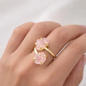 Double Ring Rose Quartz (Size 5-9)