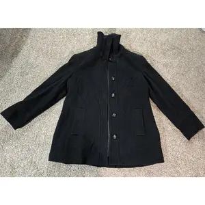 Fleet Street Wool Black Peacoat Turtle Neck & Buttons XL