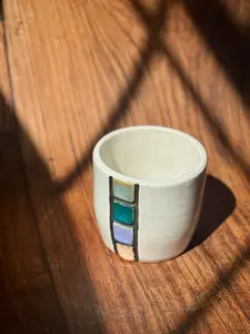Color Block Handmade Ceramic Cup (Stoneware)