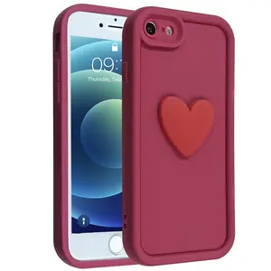 Cute 3D Love Heart Phone Case For IPhone 6 6S 6Plus 7 8 SE2 SE3 7Plus 8Plus X XS XR XS Max 16E SE4 11 12 13 14 15 16 Pro Max Shockproof Protective Casing Candy Cover