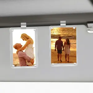 2Pcs Magnetic Car Photo Holder! Acrylic Visor Clip - Personalized Family/Pet Picture Frame  | Must-Have Car Accessories! Universal Vertical Sunshade