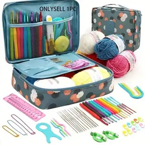 Large Capacity Knitting Storage Bag, Crochet Hook Organizer, Yarn Holder, DIY Sewing Supplies, Halloween Christmas Gift for Mom Wife