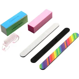 6pcs Nail Files and Buffer Set Professional Nail Art Polisher Kit for Home and Salon Use Includes Double-Sided Buffer Blocks and Brush for Manicure and Pedicure