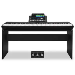 STRICH 88 Keys Weighted Keyboard with Stand & Sustain Pedal, Hammer-Action Digital Piano, 2x15W Built-In Speakers, Full-size Electric Piano Keyboard Supports USB-MIDI/Wireless Connect, SDP-120S outdoorfun