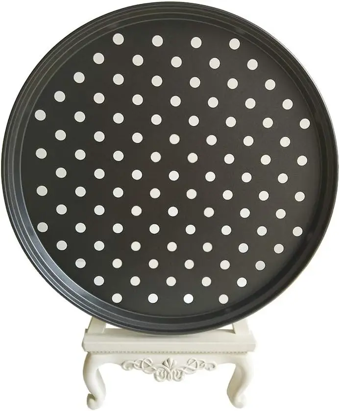 10 Inch Perforated Pizza Pan, Round Carbon Steel Nonstick Pizza Tray with Holes, Heavy Duty Oven Bakeware for Crispy Crust, Even Heat Distribution, Easy Clean