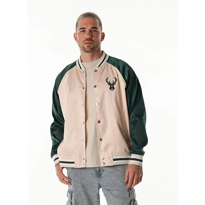 Bucks In Six x The Wild Collective 3 Line Milwaukee Bucks Satin Jacket