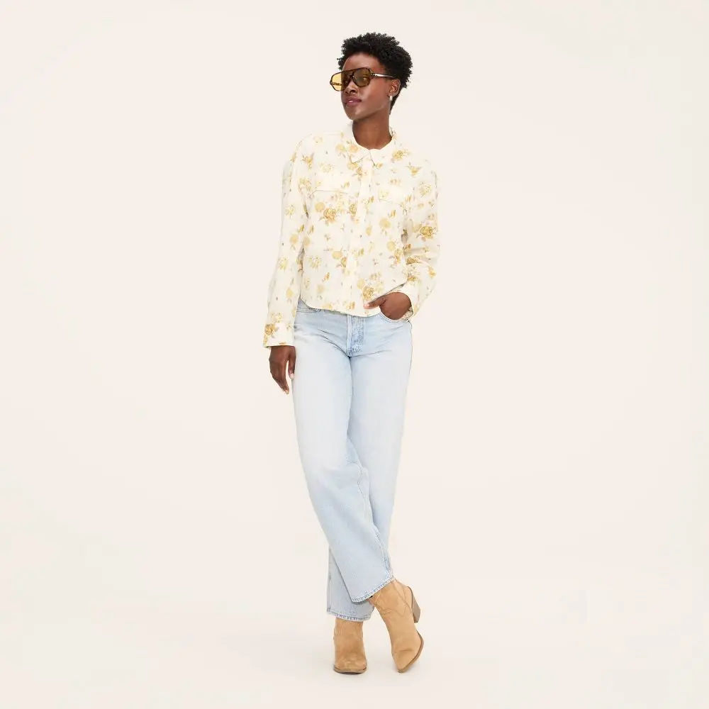 Women's Floral Button-Down Long Sleeve Collared Utility Shirt - Woolrich