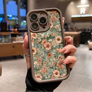 Fashinable Vintage Floral Pattern TPU Phone Case for iPhone 16 15 14 Pro Max 13 12 11 XR XS Plus Shockproof Non Slip Military-Grade Protection Silicone Cover Cellphone Protective