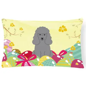 Easter Eggs Poodle Silver Canvas Fabric Decorative Pillow BB6068PW1216