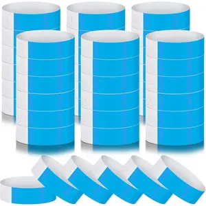 600 Packs Paper Wristbands for Events Neon Party Wristbands Colored  Paper Club Arm Bands Lightweight  for Concert Bar Entrance Admission(Blue)