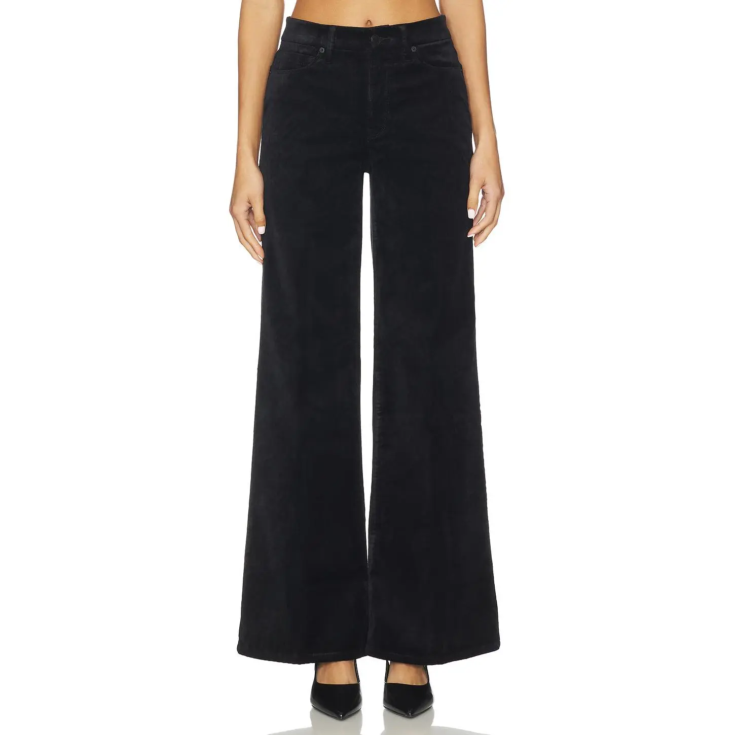 Good American Velvet Good Waist Palazzo Pants in Black001