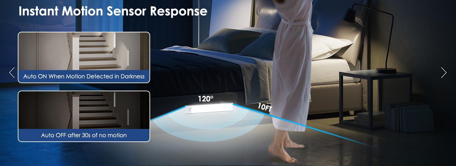 4 Pack Under-cabinet lighting, LED rechargeable mobile sensor night light, adjustable brightness, suitable for kitchens, staircases, bedrooms, wardrobes and kitchen wall cabinets lighting.