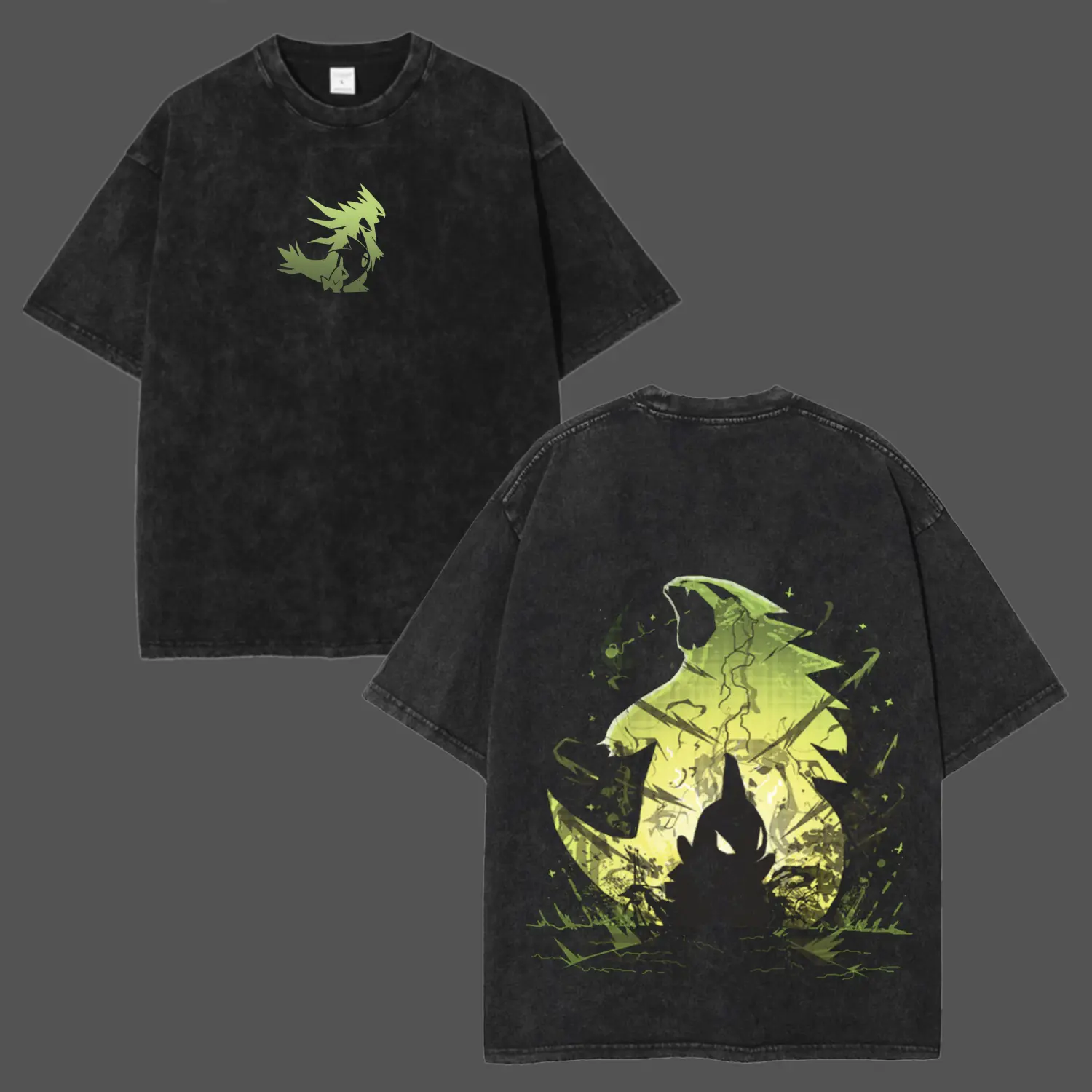 Tyranitar - PKM Vintage Unisex Oversize Anime Manga Acid Washed Heavyweight Cotton T-shirt, Graphic tee, anime lover