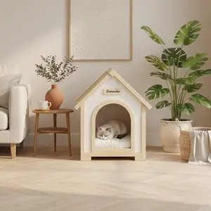 Aesthetic wooden dog house made of solid cedar with eva cushion for small dogs and cats modern pet furniture and home decor must have for dog moms