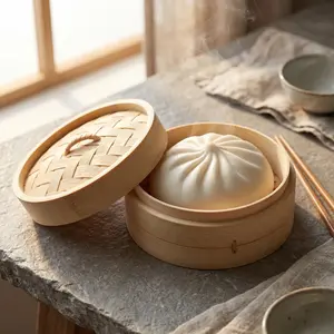 Mystery 10CM Jumbo Dumpling Squishy with Realistic Bamboo Steamer Kawaii Bun Fidget Toy Soft TPR Stress Relief Unboxing Surprise Easter Gifts