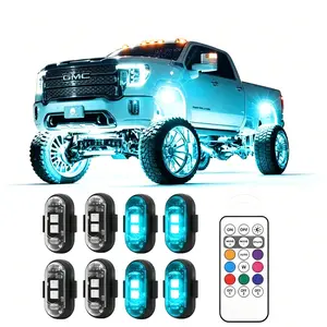 6PCS Wireless LED Lights for Car with Remote Control, Wireless LED Strobe Lights 8Colors USB Charing lP65 Waterproot Anti-Collision Warning Light for Car Interior Truck Motorcycle Drone Aircraft e bike Vehicle Pink
