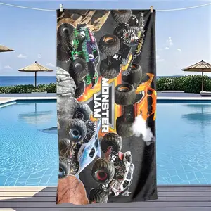 Cool Monster Jam Bigfoot Offroad Theme Beach Towel, Quick Dry Ultra Soft Polyester Fiber, Absorbent Breathable Towel, Multi-Purpose Yoga Travel Swimming Camping, Swim Towels