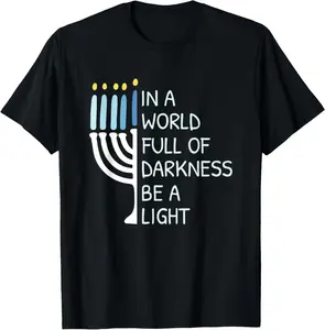 100% Cotton Be A Light Happy Hanukkah T-Shirt