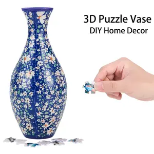 Creative Pattern Vase Puzzle Model, 160pcs/set 3D Puzzle Building Block Toy, Flower Arrangement & Home Decoration Gift Collection, Jigsaw Puzzles