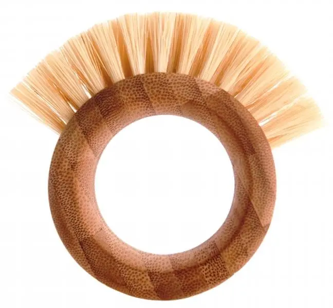 212 MAIN Bamboo Ring Vegetable Scrubbing Stick Brush - Eco-Conscious Home Cleaning Tool, Essential Produce Care Cleaning Supplies