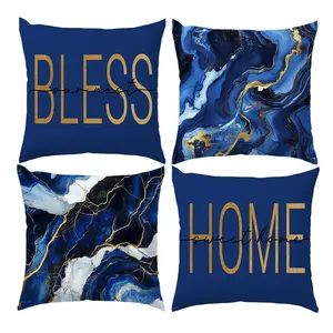 4PCS Blue Marble Throw Pillow Cover, 20 x 20 Inch, Pillow Cover for Cushion Living Room, Bedroom, Couch and Sofa, High Listed Printed (No Pillowcase Insert)