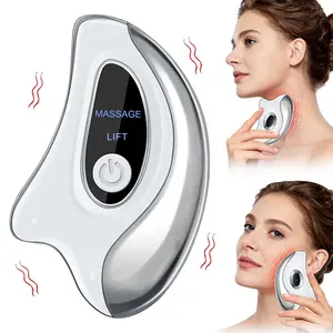 Blue Light Lifting Massage Dual Function Electric Gua Sha Instrument, 45°c Heat Vibration, LCD Display, Full Body Facial Neck Use, Beauty Neck Instrument